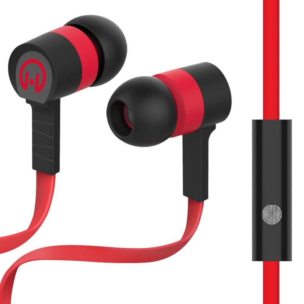 HyperGear Low Ryder Earphones w Mic 3.5mm Red